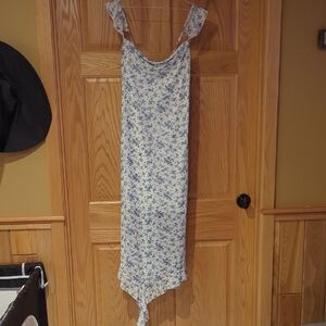 Floral Asymmetrical Dress - Blue